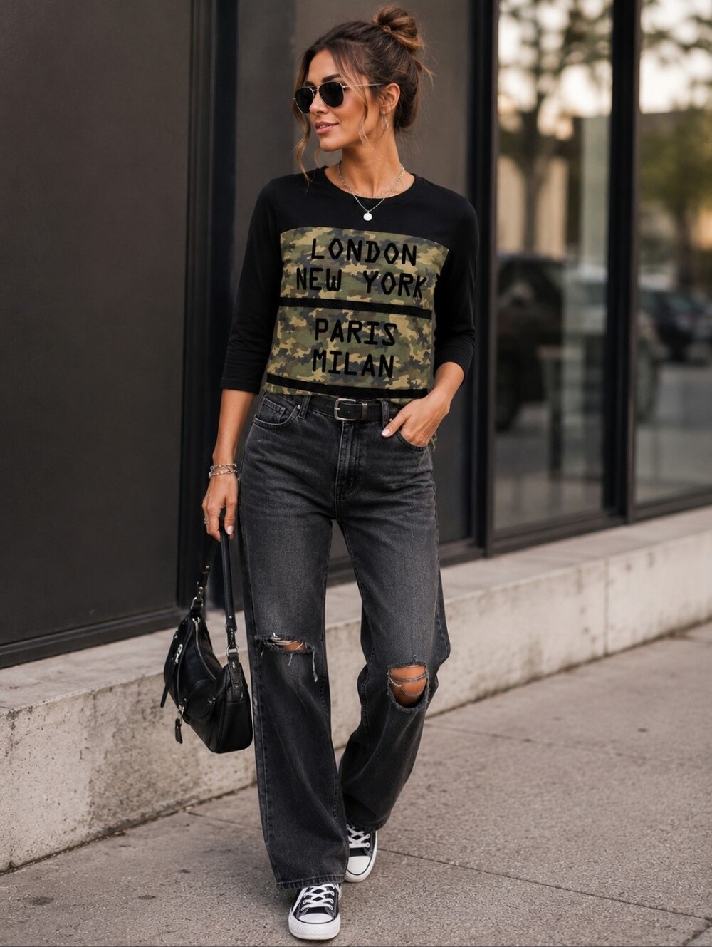 Fashion Camo Print Shirt - Black and Green